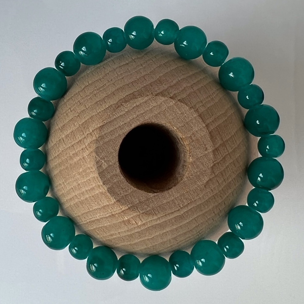 Teal Stretch Beaded Bracelet - Picture 4 of 13